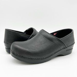 Sanita Danish Design Signature Black Leather Clog Women's Size 39